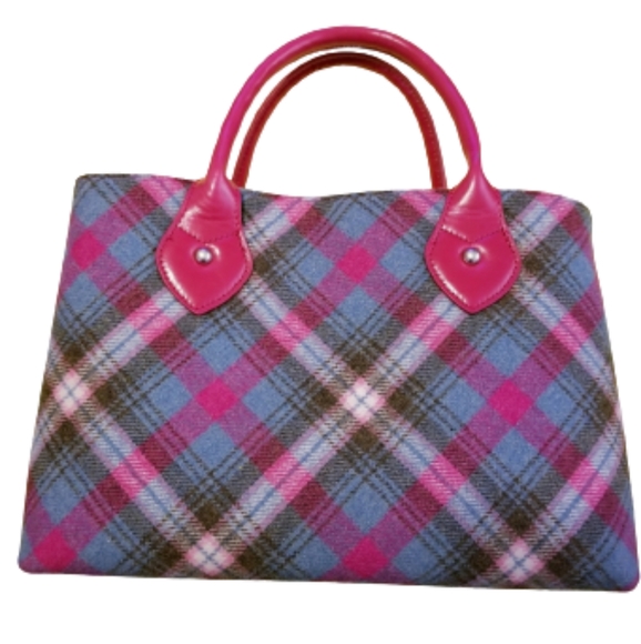 unbranded Handbags - Plaid bag tote bag blue pink,zippers